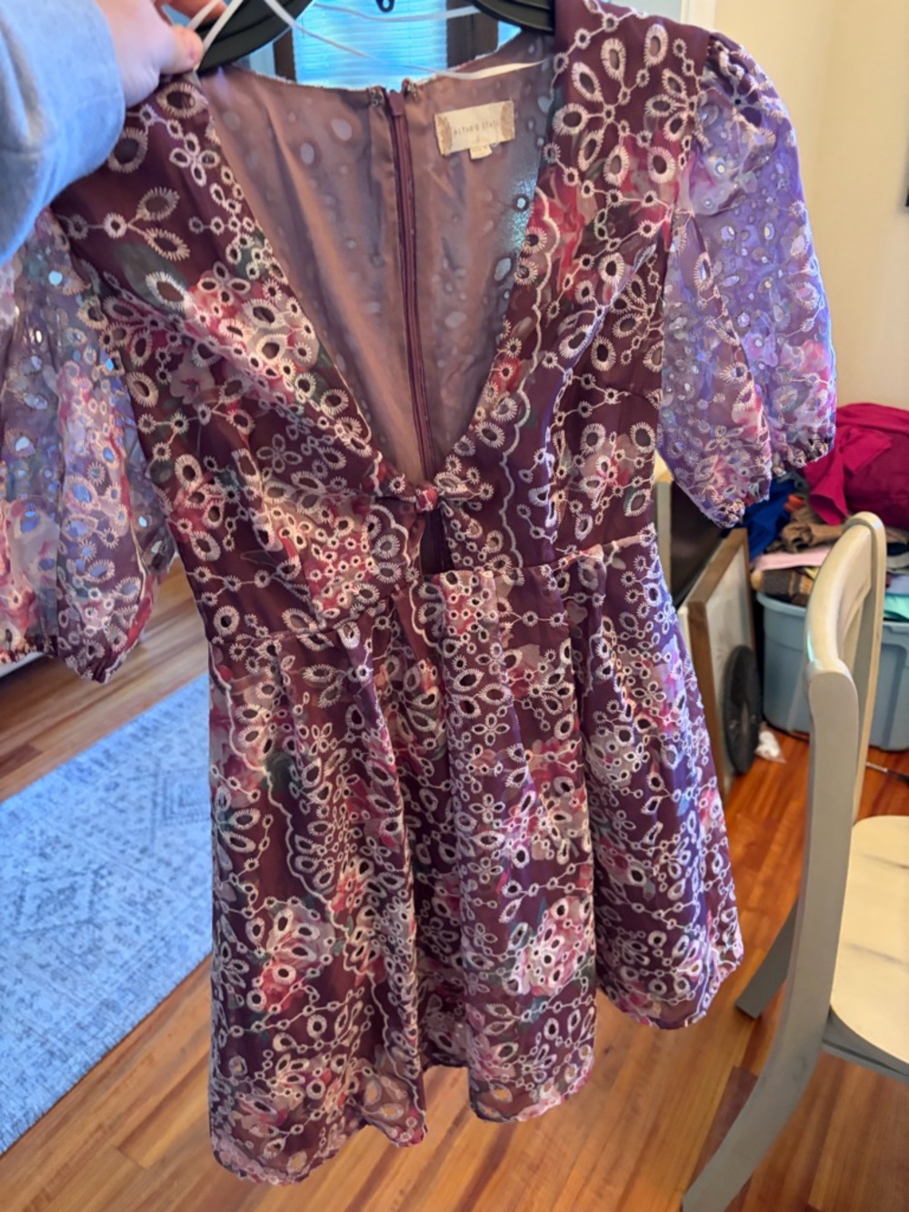 Altar’d state mini purple eyelet floral dress